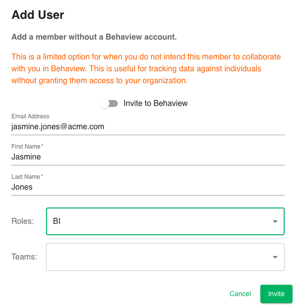 Add a user without an account